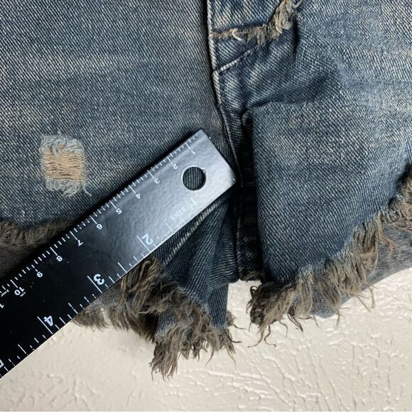 Free people runaway raw cut black brown denim shorts - Picture 7 of 9